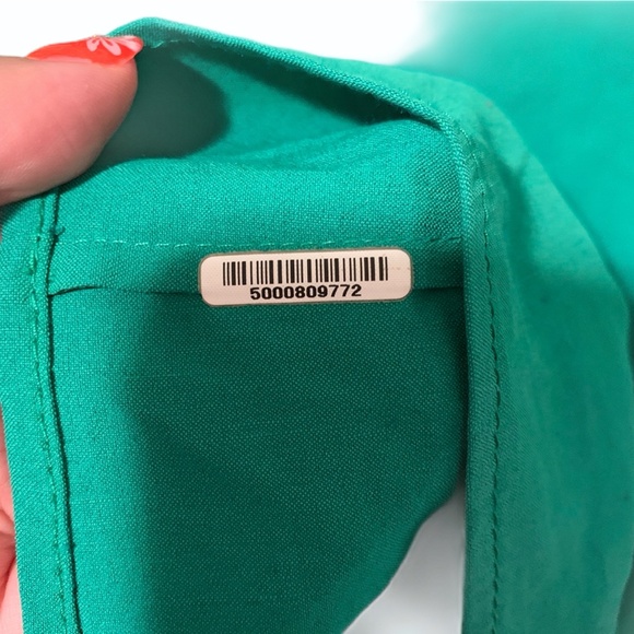 Theory Green Peasant Anali Linen Dress Sz P EUC - Picture 4 of 7